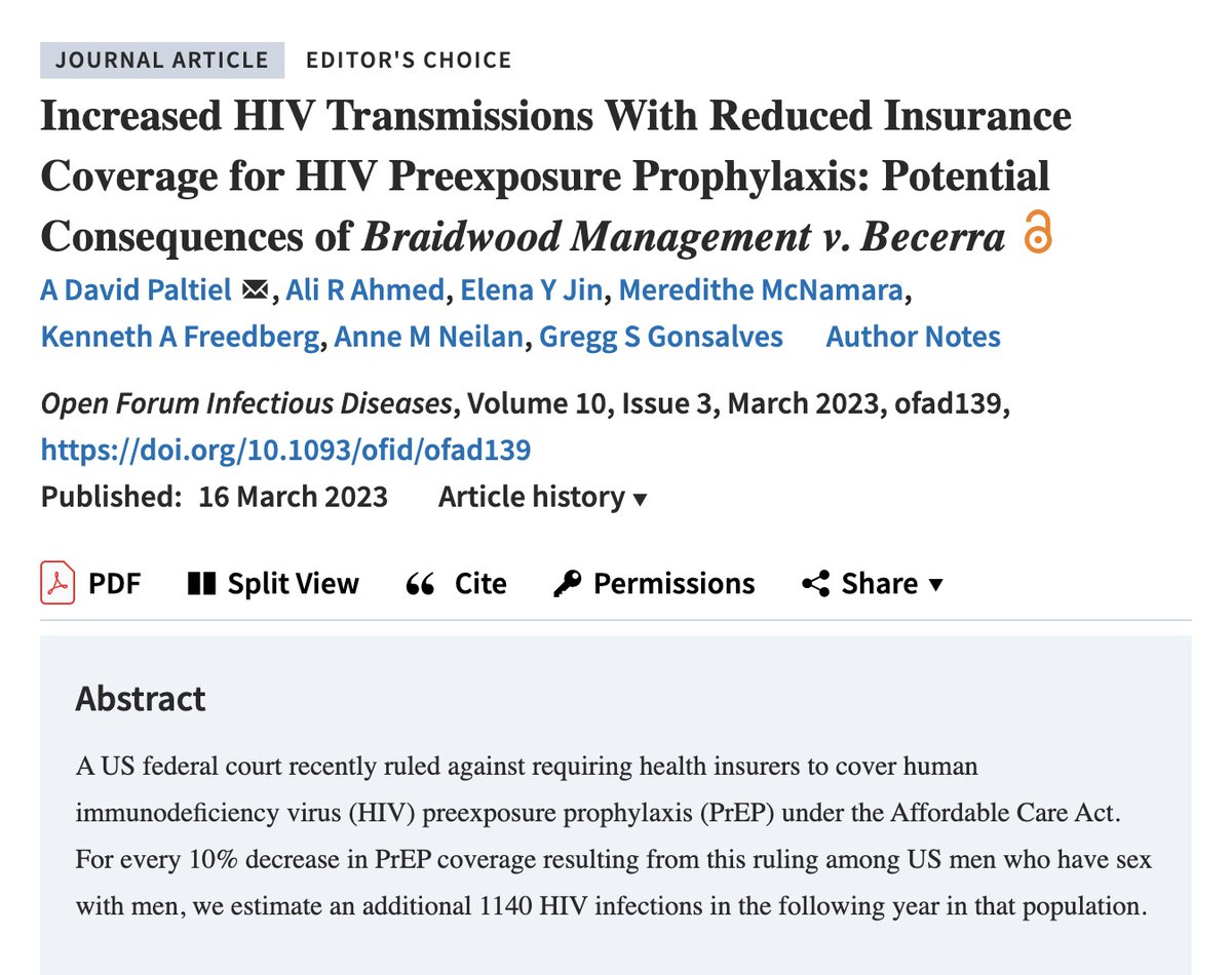 Congratulations to Prof. A. David Paltiel, Prof. @gregggonsalves, and colleagues, whose paper was selected by the three flagship journals of @IDSAInfo as one of the best papers of 2023. (1/4)