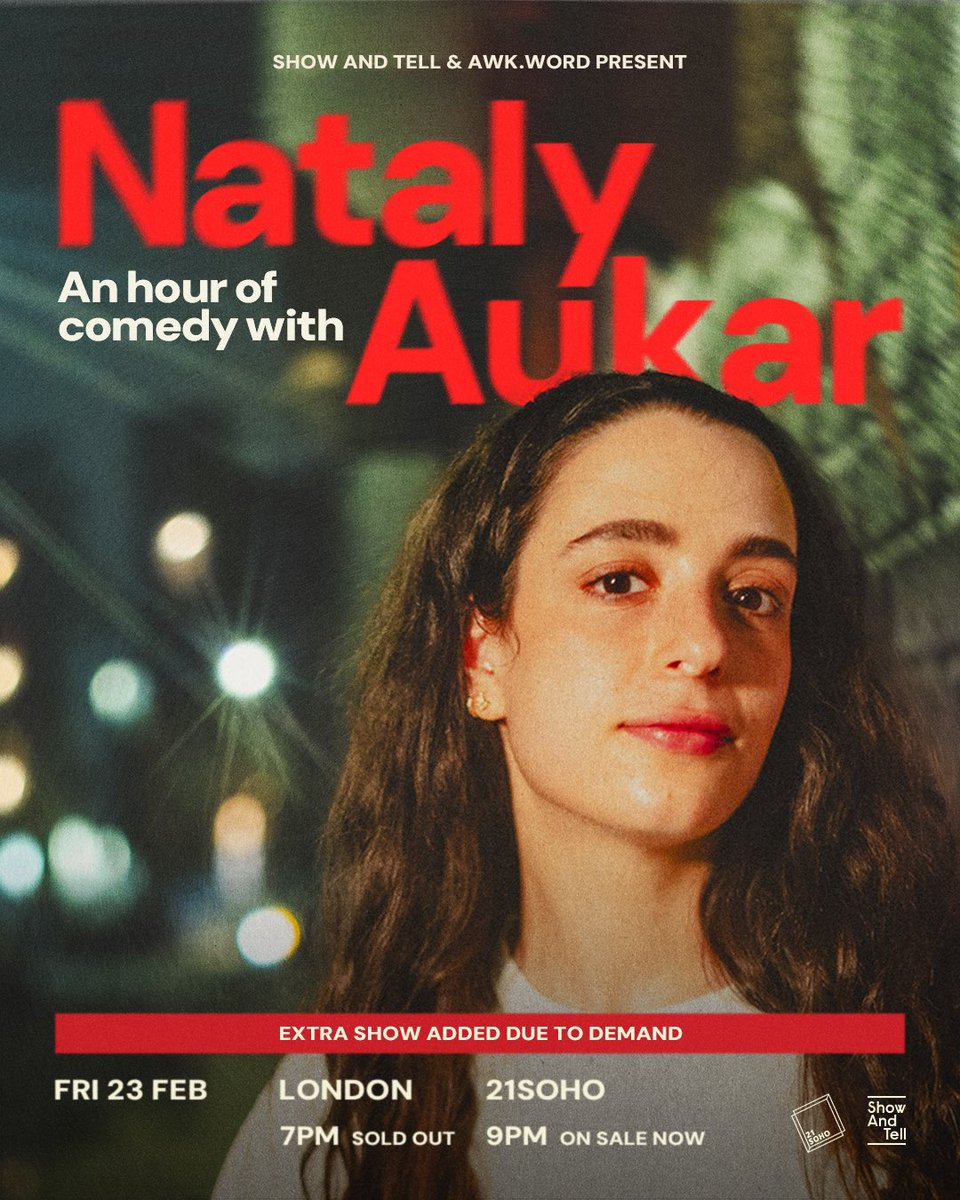 If you missed out on tickets to @natyourcolor’s sold-out London show, now is your chance! We’ve added a second show for An Hour of Comedy with Nataly Aukar at @21Soho 🙌 📆 23 Feb, 9pm 🎟️ tickettext.co.uk/g00tTKygHv