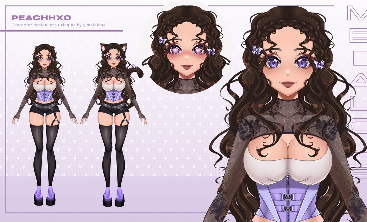 I’ve been really bad at sharing my art recently and since my short break I’ve been feeling a real lack of confidence/nervousness to post again
So here’s the recent vtuber art I made and rigged that I’m proud of for the amazing <a href="/PEACHHxo_/">peach</a> 🫶 I should have a showcase video soon 🥹