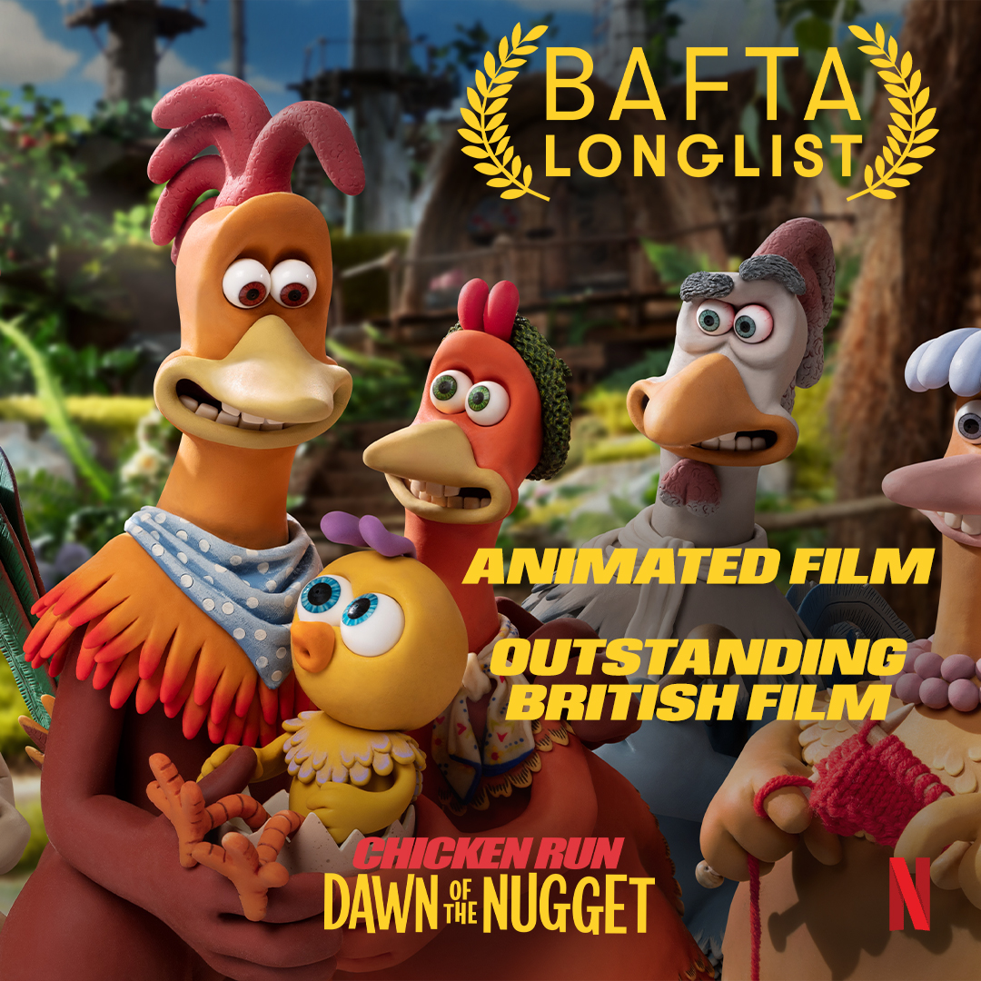 Chicken Run: Dawn of the Nugget has made the 2024 <a href="/BAFTA/">BAFTA</a> Film Awards longlist for Animated Film and Outstanding British Film!

#EEBAFTAs <a href="/netflix/">netflix⁷</a>
