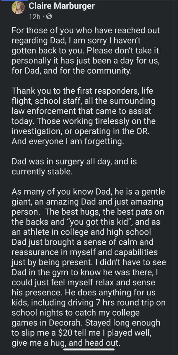 IowaLoons's tweet photo. Wow. The Marburger family is amazingly gracious and an example of how we should live our lives. #Perry #PerryIowa #PerryStrong https://t.co/CNQf8Vo0el