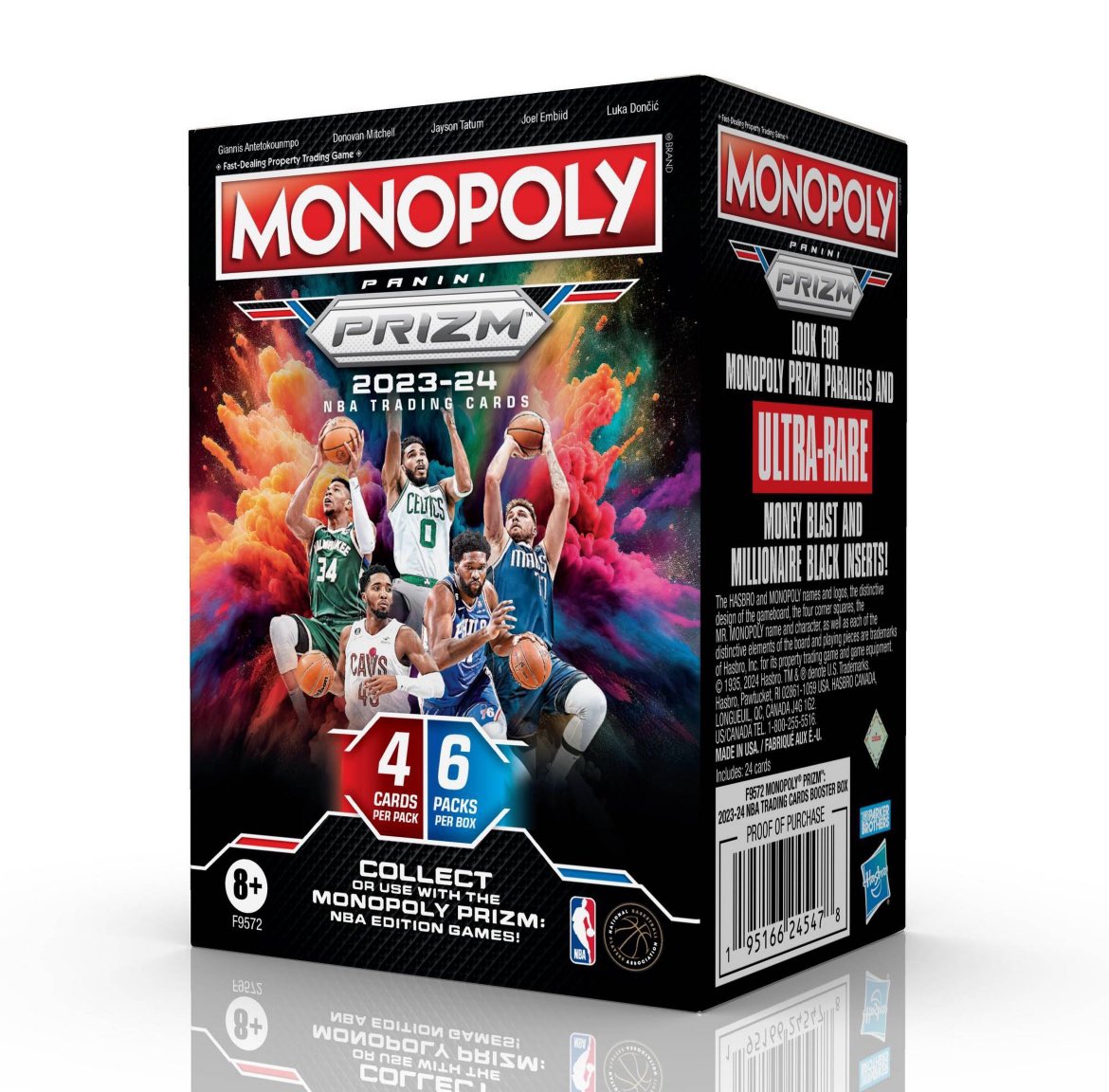 ricanking6's tweet photo. Some early details regarding 2023-24 Prizm Monopoly 🏀

- 90 card base set (same as last year) 

- New Ultra Rare case hits are called “Money Blast” & “Millionaire Black”

- Tons of color variations & numbered cards from /500 to 1/1 (Check comments for details)

* Unless Target made a mistake, it looks like they updated the product images & it’s very possible these will be shrink wrapped as they look just like a standard Panini Blaster Box!
