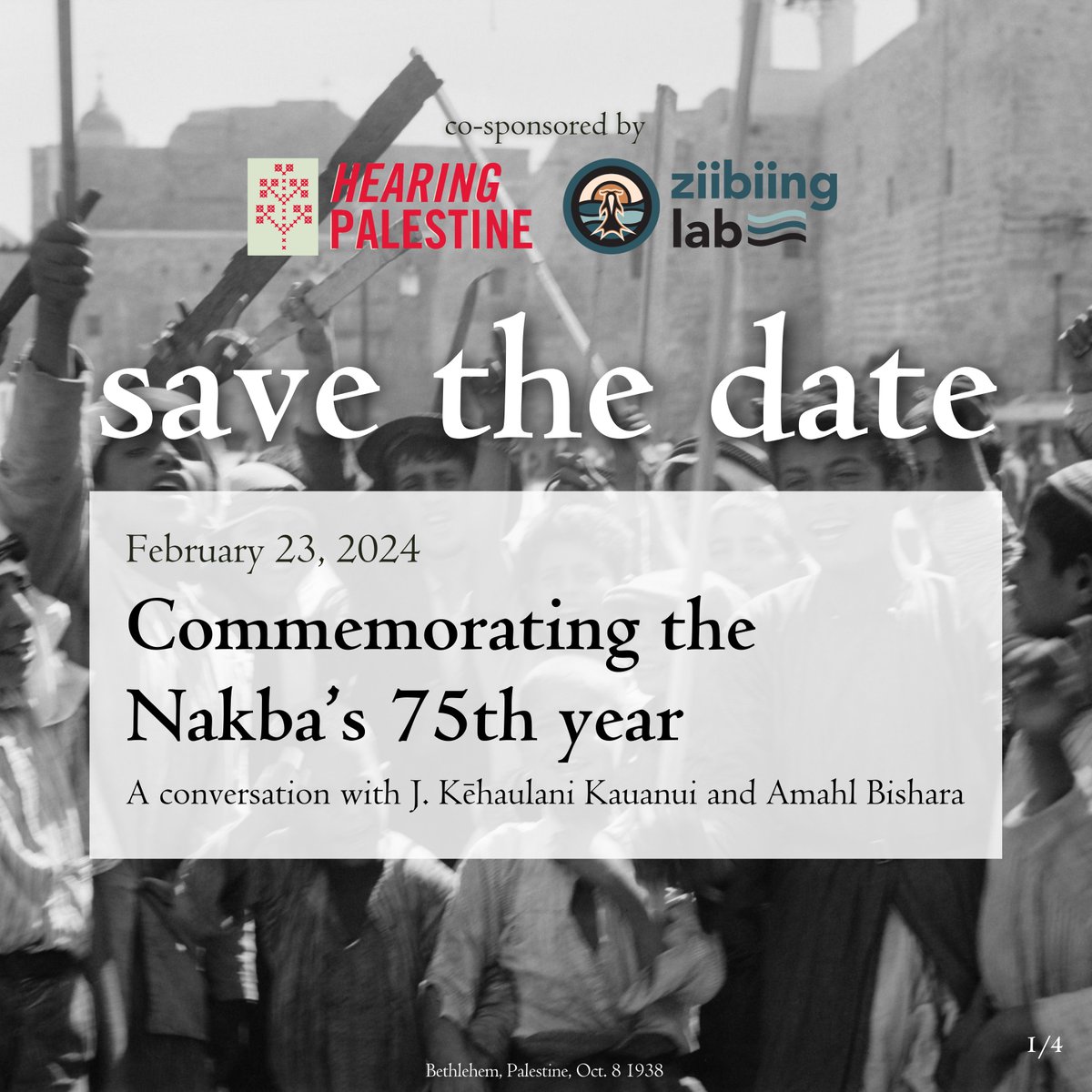 Ziibiing Lab (@ziibiinglab) on Twitter photo 🗓️ Save the date: February 23, 2024!
🍉 For the Nakba’s 75th year, <a href="/PalestineUofT/">Hearing Palestine</a> and <a href="/ziibiinglab/">Ziibiing Lab</a> are co-sponsoring a public event featuring J. Kēhaulani Kauanui and Amahl Bishara to commemorate and discuss both past and present Indigenous struggles.
#Nakba #IndigenousPolitics 🗓️ Save the date: February 23, 2024!
🍉 For the Nakba’s 75th year, <a href="/PalestineUofT/">Hearing Palestine</a> and <a href="/ziibiinglab/">Ziibiing Lab</a> are co-sponsoring a public event featuring J. Kēhaulani Kauanui and Amahl Bishara to commemorate and discuss both past and present Indigenous struggles.
#Nakba #IndigenousPolitics