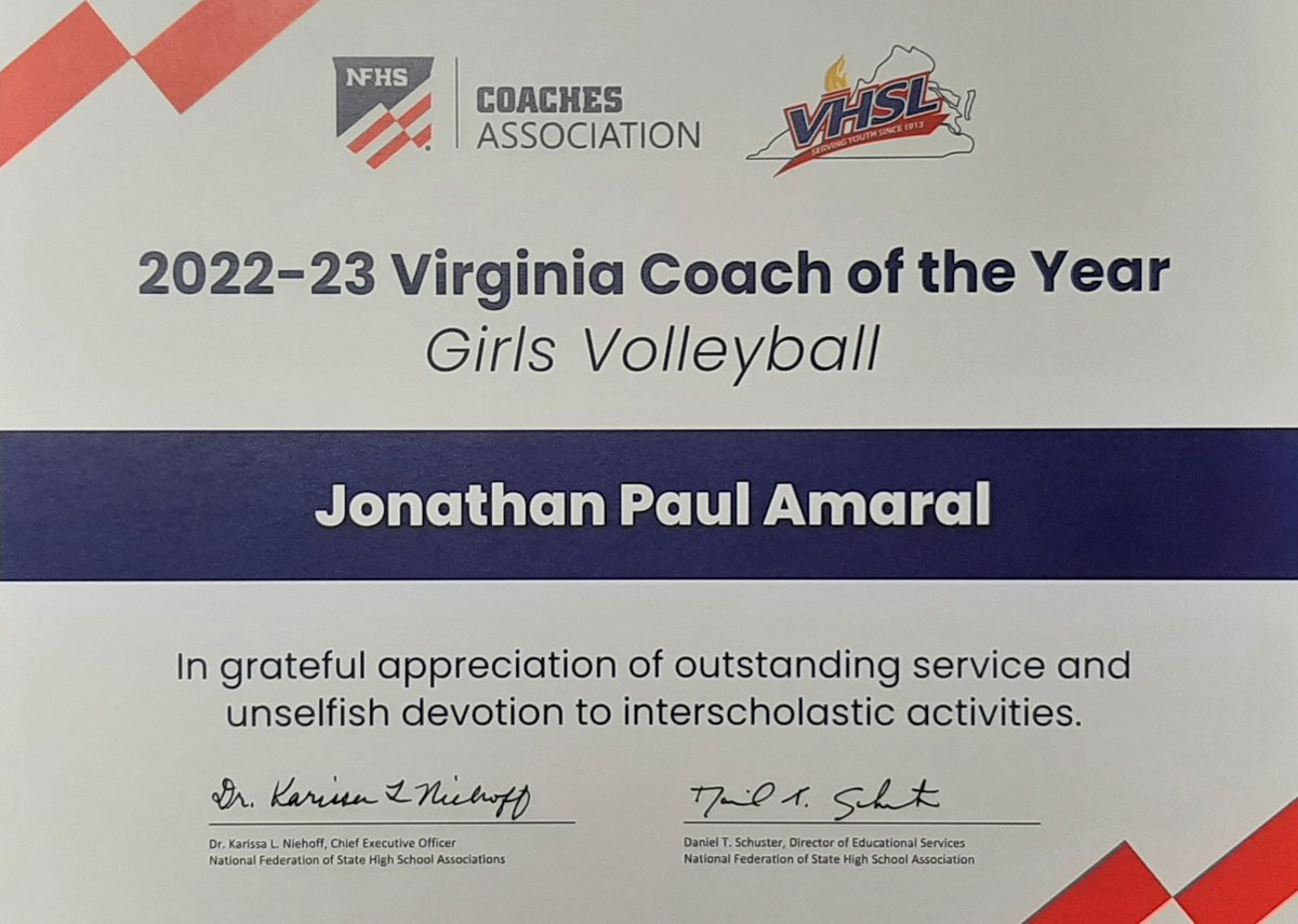 John Ashley (@yorkhsad) on Twitter photo Congratulations to <a href="/CoachAmaral7/">Jon Amaral</a> for the amazing award form the NFHS and VHSL. <a href="/YorkFalcons/">York Falcon Sports</a>
<a href="/YorkFalconVB/">York Volleyball</a> Congratulations to <a href="/CoachAmaral7/">Jon Amaral</a> for the amazing award form the NFHS and VHSL. <a href="/YorkFalcons/">York Falcon Sports</a>
<a href="/YorkFalconVB/">York Volleyball</a>