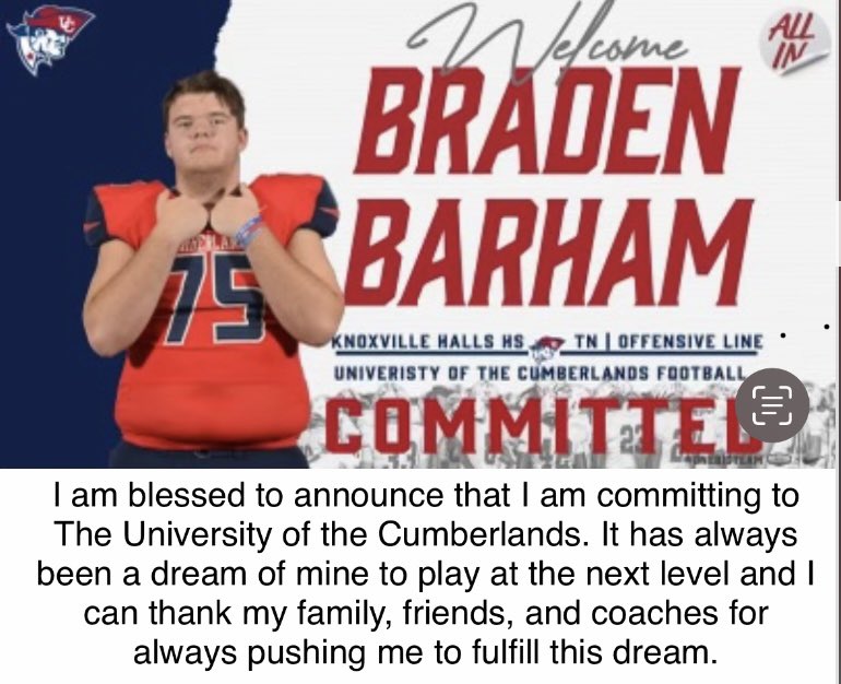 100% Committed!
<a href="/worbin/">Coach Will Orbin</a> <a href="/CoachHouse_UC/">Shan Housekeeper</a> <a href="/UCPatriotFball/">UC Patriot Football</a> <a href="/CoachHughes56/">Brent Hughes</a> @CoachSlaven <a href="/MikeBates/">MikeBates</a> <a href="/Coach_Partida/">CoachPartida</a> <a href="/CoachShaw3292/">David Shaw</a> <a href="/MmartinezMike/">Mike Martinez</a> <a href="/Big_Scoob72/">Jarvis Reado</a> <a href="/5StarPreps/">5Star Preps</a> <a href="/HallsHighSports/">Halls High Athletics</a> <a href="/HallsRedDevils/">Halls High Football</a> <a href="/HallsHighTN/">Halls High School</a> <a href="/prepxtra/">PrepXtra</a> <a href="/PrepRedzoneTN/">Prep Redzone Tennessee</a> <a href="/CSmithScout/">Chris Smith</a> <a href="/nationalplayma1/">nationalplaymakers</a>