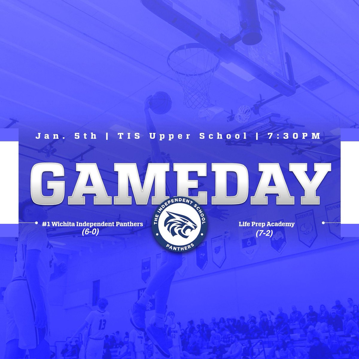 🏀It’s Gameday!!! Let’s Go!!!🏀

📆 January 5th, 2024
⌚️ Varsity - 7:30pm
📍TIS Upper School - Wichita, KS
🆚 Life Prep Academy
🎥 NFHS