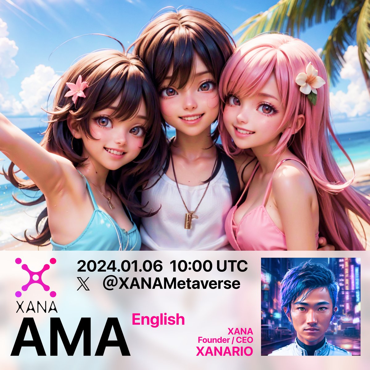 xana_net's tweet photo. Weekly #XANA global DAO community #AMA is coming tomorrow!
(2024. 01. 06. 10:00 UTC)

The founder @XANA_RIO will share the update of the project.
If you have any questions, please post in this thread.

See you soon!

#Metaverse #NFT #XANAGenesis #AI $XETA https://t.co/R5kY5oVsqW