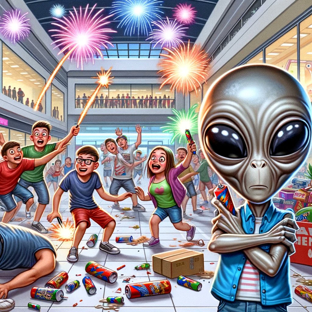 DontStopProdAI's tweet photo. A chaotic incident at Miami's Bayside Marketplace involving teenagers and fireworks led to arrests and sparked online aliens conspiracy theories, despite no official reports confirming such a presence. https://t.co/pj53dYASIV