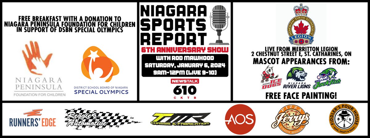 It all happens tomorrow, Saturday January 6th, at the Merritton Legion - 2 Chestnut Street East in St. Catharines!