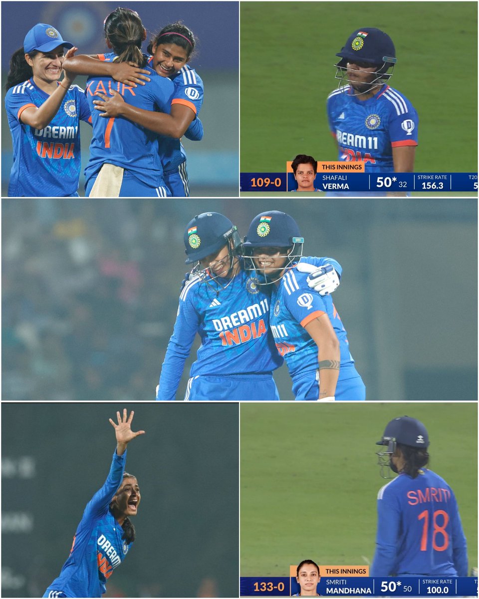 INDIA DEFEATED AUSTRALIA IN THE 1ST T20I. 🇮🇳 India beat Australia by 9 wickets, chasing 142 runs from 17.4 overs - Stars are Shafali, Smriti & Titas for India. One of the remarkable days in Women's cricket. #TeamIndia #SmritiMandhana #ShafaliVerma #TitasSadhu #HarmanpreetKaur