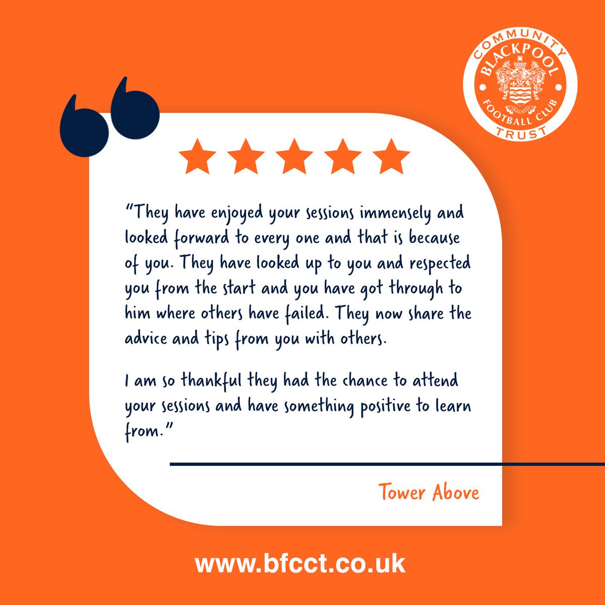 After 26 sessions, this is what a young persons mother had to say about Community Cohesion Mentor Dan when her son came to the end of his time on #TowerAbove.

During that time he showed improvements in his; behaviour, attendance at school and with is own mental wellbeing.

👏🏻