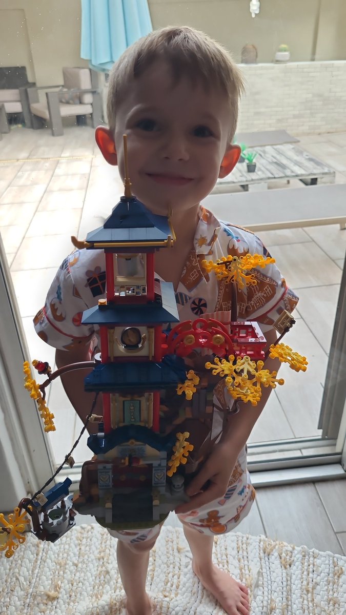 MattyWate's tweet photo. @LEGO_Group This little man got a Ninjago Temple for Christmas, he was very pleased! https://t.co/FMkB7PK2U6