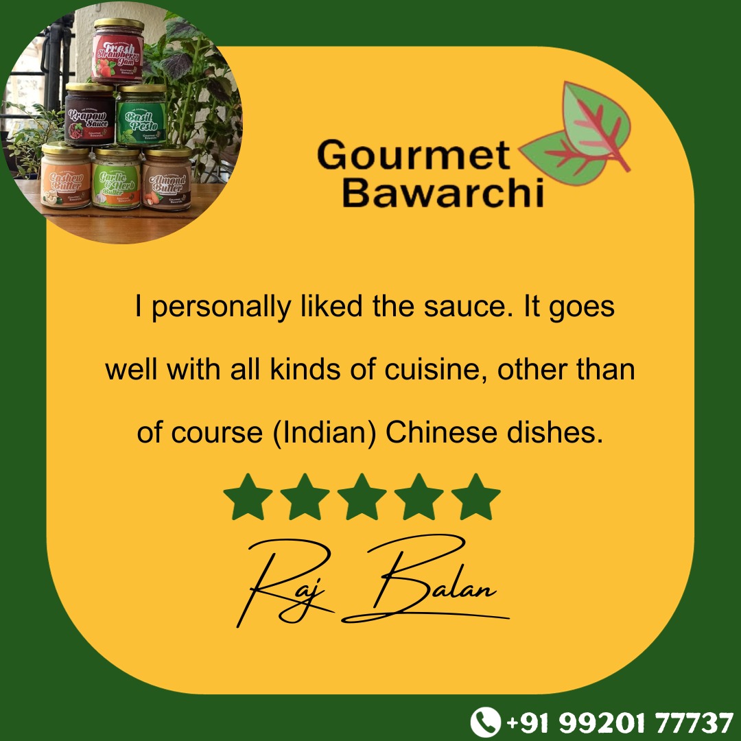 A huge thanks to our amazing client for this glowing testimonial!
.
.
#Gourmetbawarchi #review #fivestarreview #clientreview #googlereview #healthyproducts #ProductReview #Rating #sauces #food #instafollow #DeliciousEats #clients #Pesto #garlicbutter