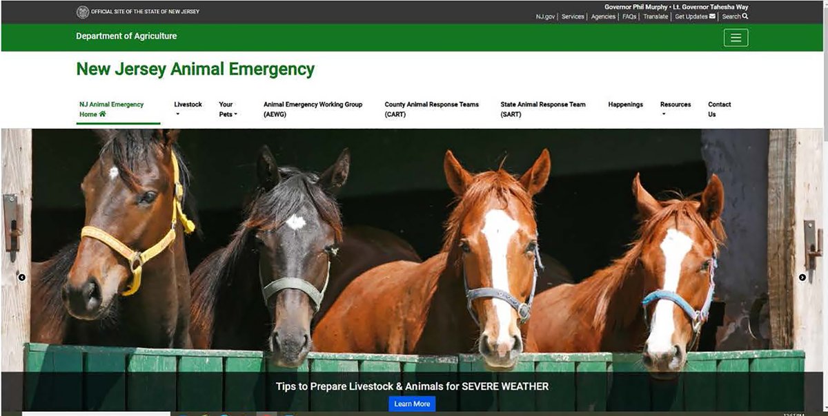Assistant Secretary Atchison today announced a redesigned website to discover and explore information about the state’s efforts to help animals in disaster through its animal emergency management program. Read more at bit.ly/4aMz3IQ @ReadyNJ @JerseyFreshNJDA