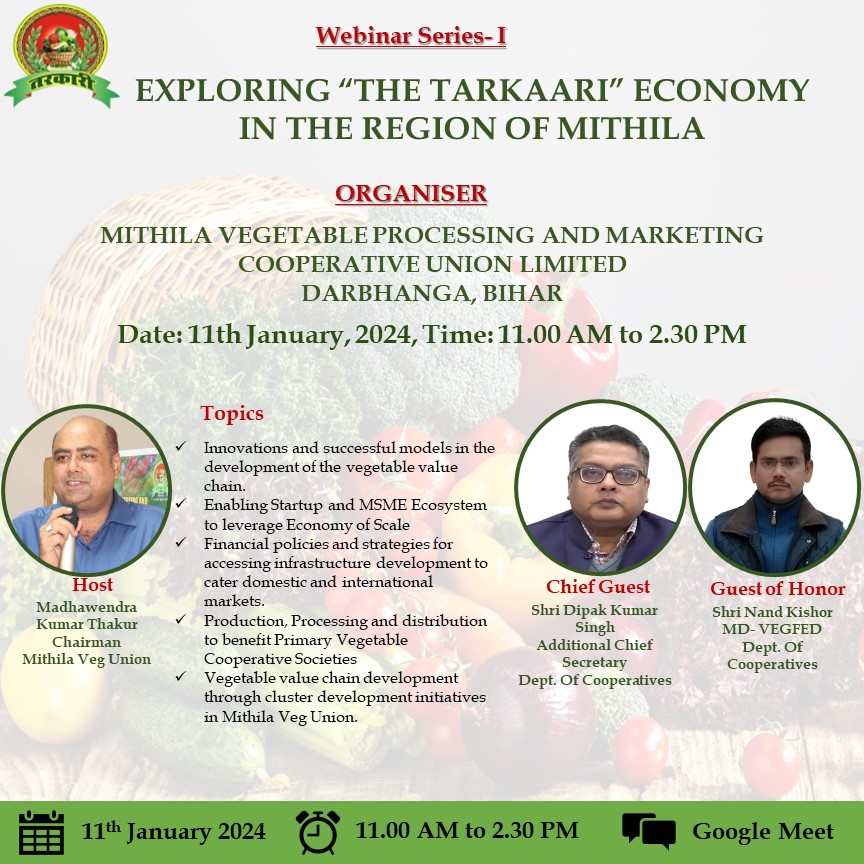 union_mithila's tweet photo. 1st Announcemwnt
Thank You Shri @DipakKrIAS  Sir
#mithila
#mithilanchal
#vegetable
@brandtarkaari
@ncuicoop
@MdNcd 
@NCDCgov 
@MinOfCooperatn 
@HorticultureBih 
@DeptCooperative https://t.co/g8J3tZvg3Y