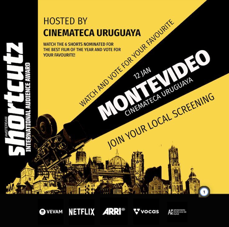 🎥 ¡Hola MONTEVIDEO! Shortcutz Amsterdam International Award tour is coming to you! Join us for our screening and vote for your favorite of the 6 nominated short films at Cinematica Uruguaya on the 12th of January! 🎟️ We are excited to see you there!