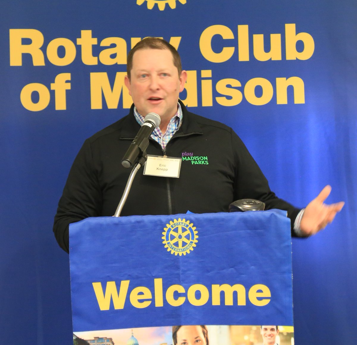RotaryMadisonWI's tweet photo. Guest Speaker Eric Knepp made a presentation on January 3 to the Rotary Club of Madison inviting members to get out and enjoy all the Madison Parks have to offer in any season. https://t.co/tKyjVOjLJ3