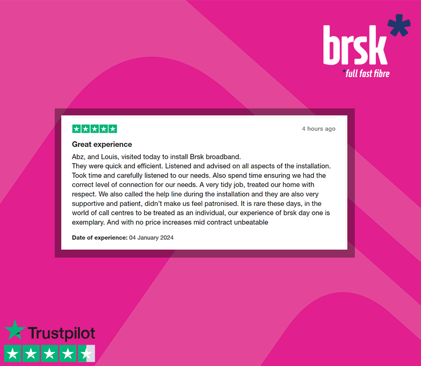 Brsk_uk's tweet photo. Starting as we mean to go on this Feel Good Friday🤩
Thank you to everyone who has given us feedback, onwards and upwards for the rest of 2024 📈
#fullfibre #BetterNet https://t.co/RA2oH2gUyN