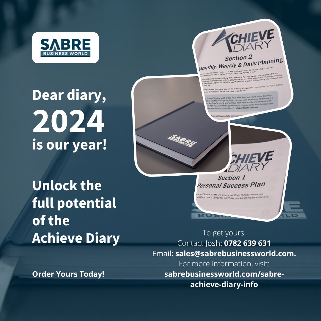 Never lose track of your goals again. Learn how the Sabre Achieve Diary can keep you on track. #goalsetting

#ChallengeAccepted #LetTheJourneyBegin #SabreBusinessWorld #HappyNewYear #NewBeginnings #RenewedPurpose #MindfulActions #HappyNewYear2024