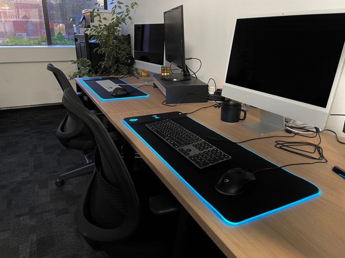 Geeking out over these mouse pads with wireless phone charging and vibrant LED's! It's the small things...