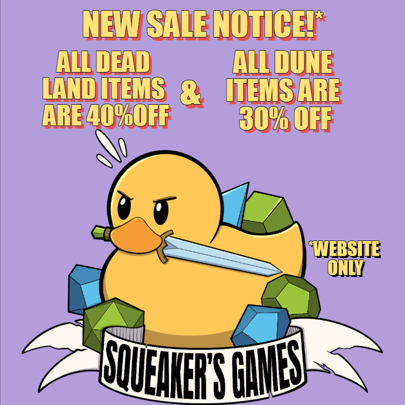 We have new items on sale! 
squeakersgames.com
#deadlands #ttrpg #dune #smallbusiness #sale
