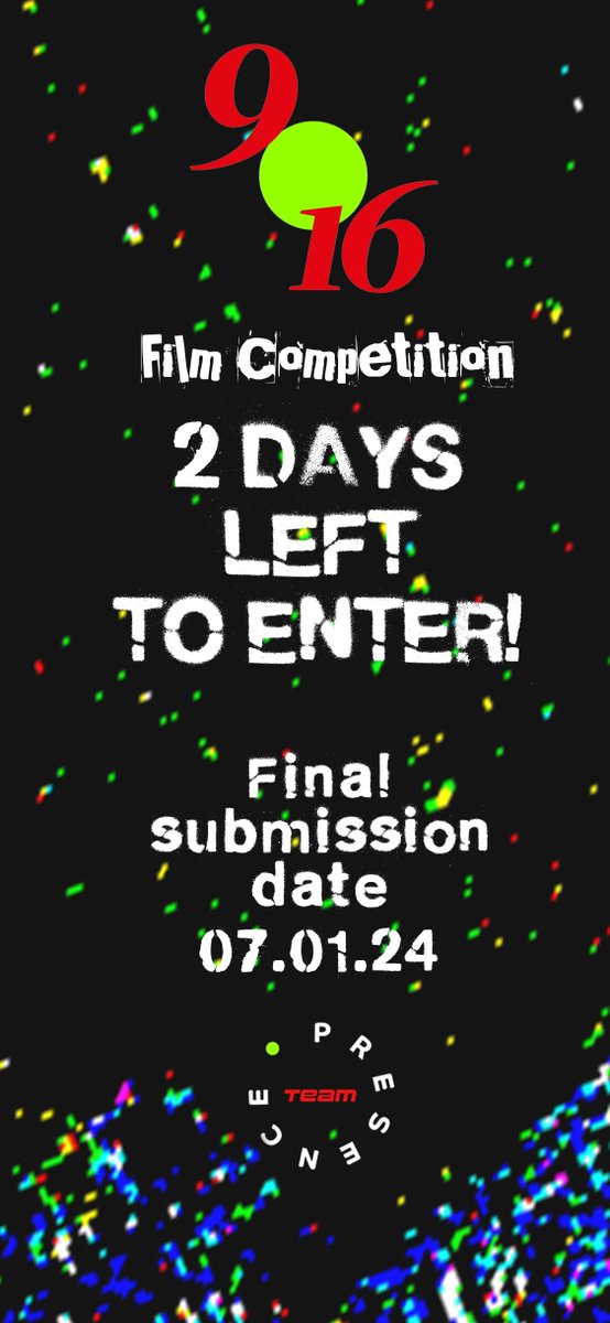 Our 9:16 vertical film competition deadline is almost upon us. Over 1500 amazing films already submitted. Tell your filmmaker friends, kids and associates to get busy!
Enter here presence.team/916-film-compe…
#presenceteam #shortfilmfestival #shorts #shortstory
#filmfestival