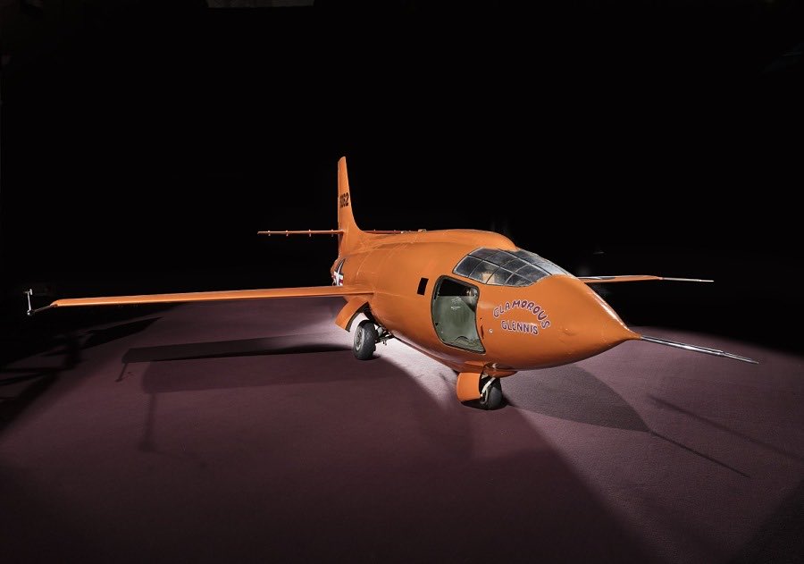 airandspace's tweet photo. 75 years ago today, Chuck Yeager piloted Bell X-1 in the only ground takeoff of the X-1 program. 

Originally designed for conventional ground takeoffs, safety and performance concerns prompted mission planners to air-launch X-1 aircraft from Boeing B-29 or B-50 Superfortresses. https://t.co/MO3APOqnew