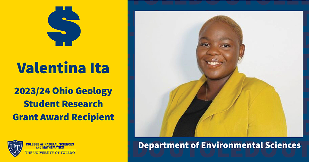 Congrats to <a href="/UToledo/">The University of Toledo</a> grad student Valentina Ita (<a href="/dorokio/">Kennedy Doro</a> lab) on a 2023/24 Ohio Geology Student Research Grant award by the <a href="/ohiodnr/">OhioDNR</a> for a total of $2,500! Our #RocketPride is shining bright! #UToledoRocketScience #UToledo #UToledoNSM #ODNR
