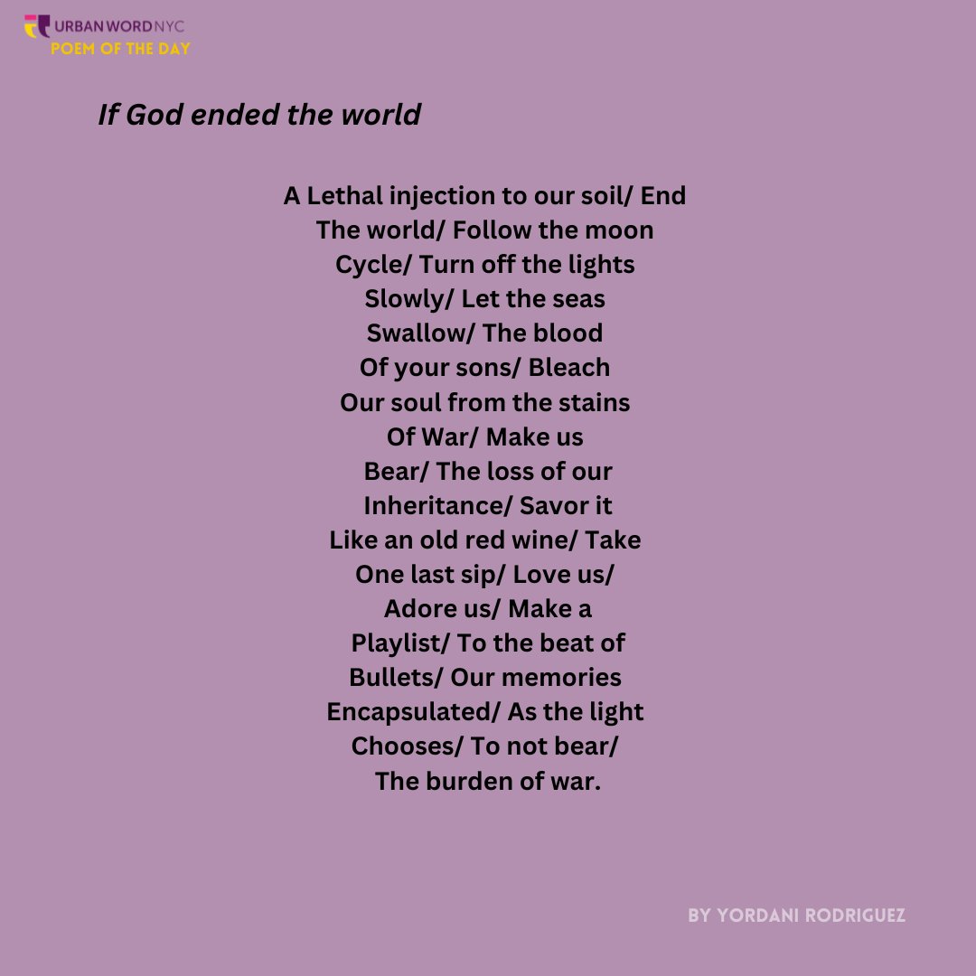 urbanwordnyc's tweet photo. POEM OF THE DAY📝: by youth poet Yordani Rodriguez. https://t.co/lOe1P3EQ7Z