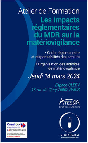 Dispositif Médical : Participez à l'atelier de formation sur la Matériovigilance 2024 le 14 mars 2024 à Paris.  vigipharm.fr/atelier-de-mat…
#DM #formation #matériovigilance #DPC #qualiopi