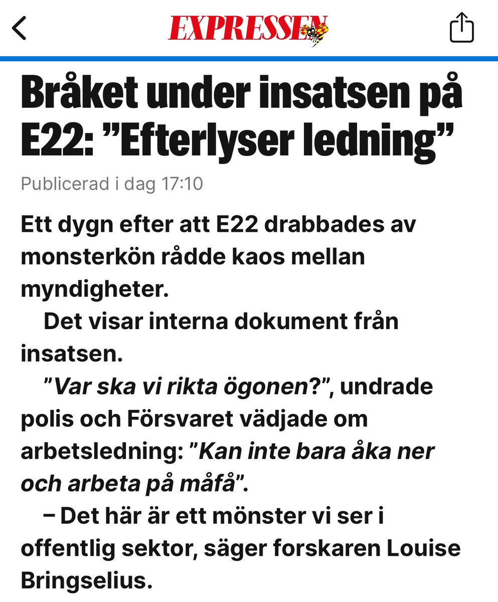 Det här är den förvaltningskultur som har fostrats fram i Sverige över flera decennier nu. En ängslig och passiv kultur där man hellre gör inget alls än att riskera att göra något fel eller ffa - Gud förbjude - överträda sina befogenheter. Byråkratin och beslutslinjen blir