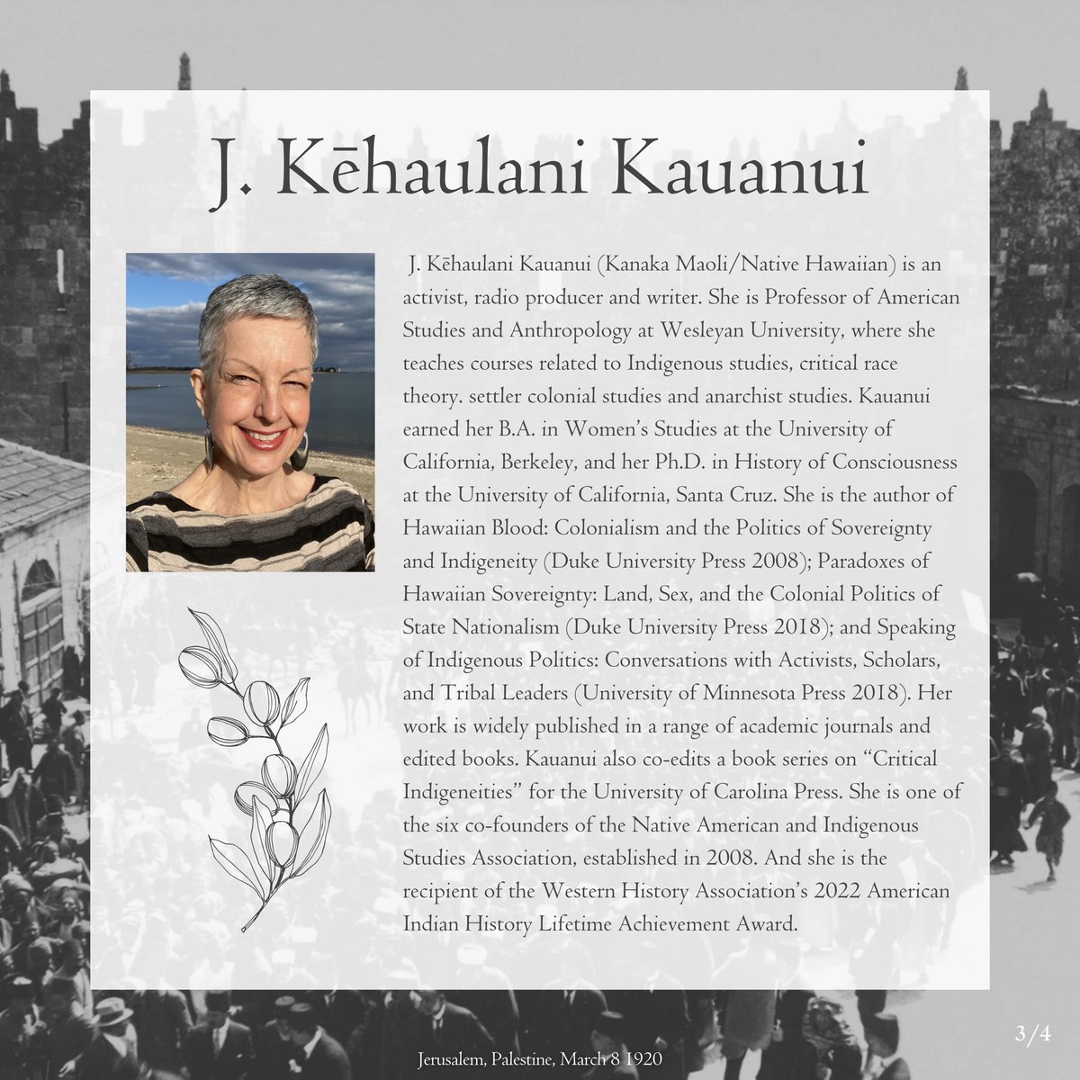 ziibiinglab's tweet photo. ➡️ J. Kēhaulani Kauanui (Kanaka Maoli/Native Hawaiian) is an activist, radio producer and writer. She is Professor of American Studies and Anthropology at Wesleyan University.

#Nakba #IndigenousPolitics https://t.co/J5f0CHtFra