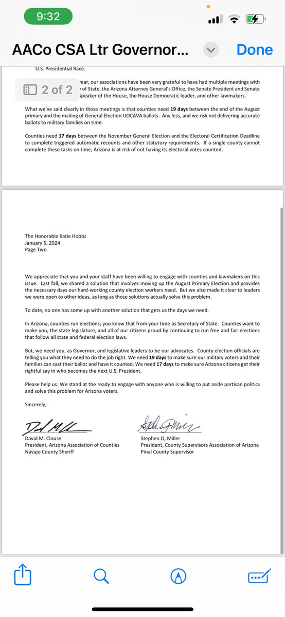 “We need you, as governor, and legislative leaders to be our advocates. County election officials are telling you what they need to do the job right…We need 17 days to make sure Arizona citizens get their rightful say, and who becomes the next US president. Please help us.”