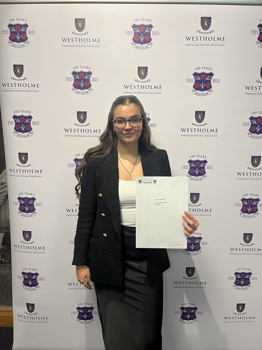 molljoxo's tweet photo. Always lovely to be back at my favourite place! I receive my a-level certificates and saw I made it on to a school billboard… what’s not to love?💜💚@WestholmeSchool https://t.co/MDmySf2Qow