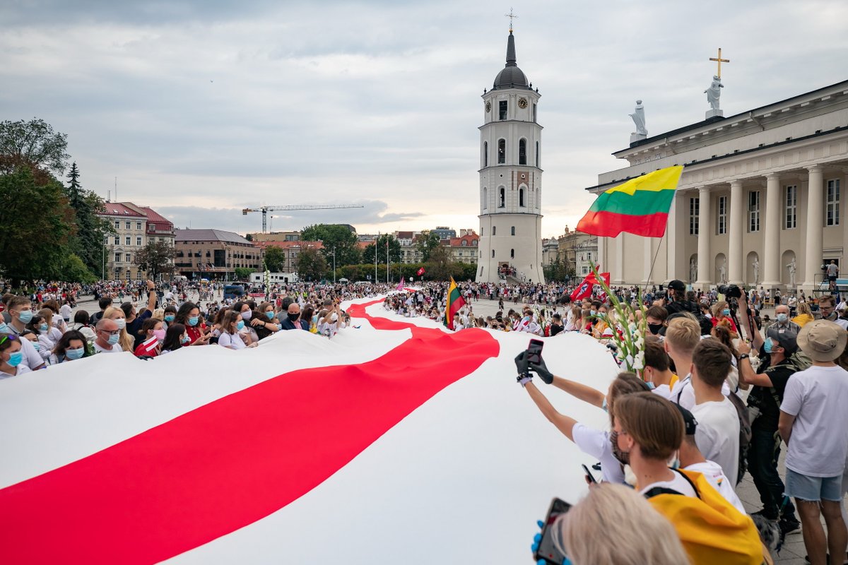 Tsihanouskaya's tweet photo. The first Belarusians applying for 🇱🇹 residence permit extensions on humanitarian grounds received 3-year permits, a change from the previous annual renewal. We're deeply thankful to 🇱🇹 for these crucial law amendments, ensuring safety for Belarusians facing persecution at home. https://t.co/zJVnArTflB