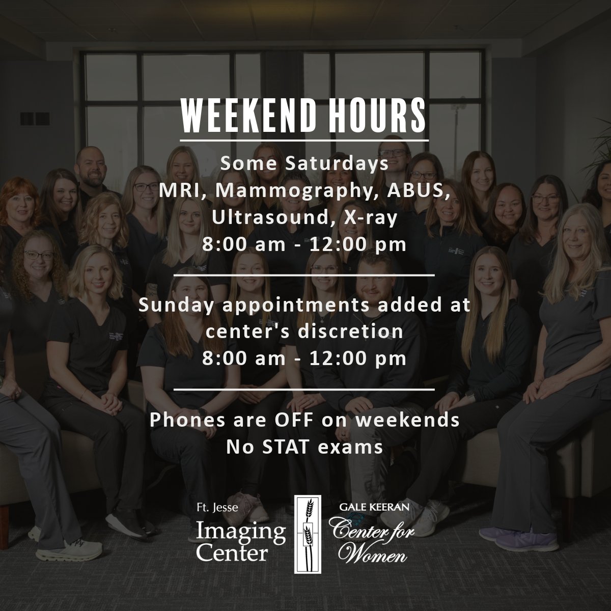 Each patient that walks through our doors is our priority! Choose Ft. Jesse Imaging for all of your medical imaging!