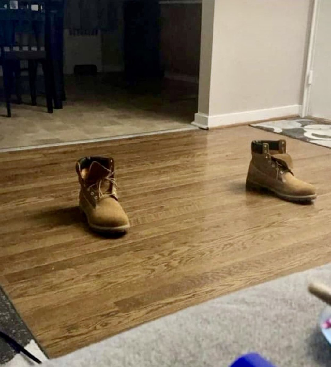 Always leave your shoes far apart so if a burglar comes in they think you're big asf