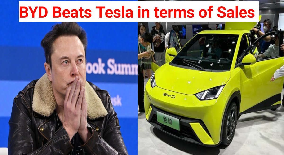 evsaga123's tweet photo. Tesla को पीछे छोड़ दिया China की BYD ने और बन गई No 1 EV selling Company 

BYD takes over Tesla in terms of sales, first time ever ! 

https://t.co/XtPfqUjjfA https://t.co/OkD3zxPdyE