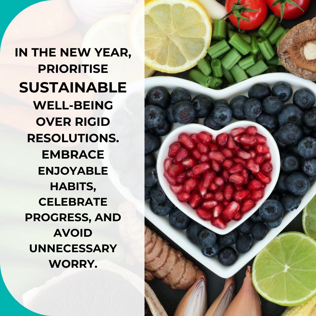 ✨ #HappyNewYear everyone! As 2024 dawns, the allure of health-related resolutions is undeniable, yet it's essential not to fret over them. Instead of setting rigid goals that might induce stress, focus on cultivating sustainable habits! #healthynewyear