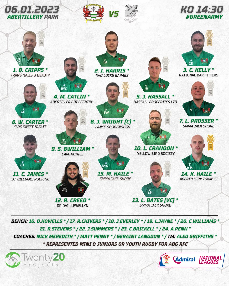 🔊 SQUAD ANNOUNCEMENT 🔊 Only three changes to our starting 15 from last week. The boys will be looking to build on their previous performance and start the year with another win! 💚 Big thanks to our match day sponsor ABG Lift Truck Training 👏🏼 #GreenArmy #BredNotBought