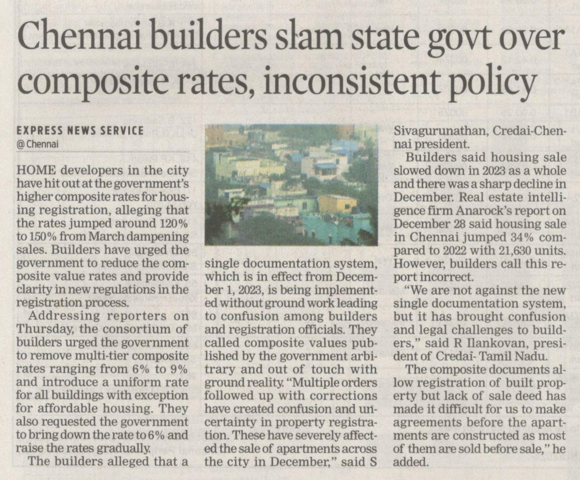 credaichennai's tweet photo. #PressRelease - Abnormal increase in Registration cost for home buyers in Tamilnadu. Urges the government of Tamil Nadu to reconsider the current composite valuation methodology.
@ss_sridharan  @CREDAINational  @CREDAIPresident  @CREDAIChennaiPresident https://t.co/ydNRWN7Tyz