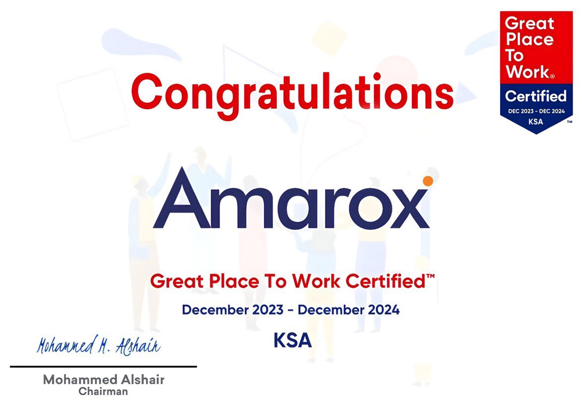 Amarox_ksa's tweet photo. Amarox KSA joyously celebrated its certification as a Great Place to Work @gptw_me
We would like to express our deepest appreciation to the entire Amarox family for their unwavering dedication and invaluable contributions.
#Amarox
#greatplacetowork https://t.co/xsvveVIeij