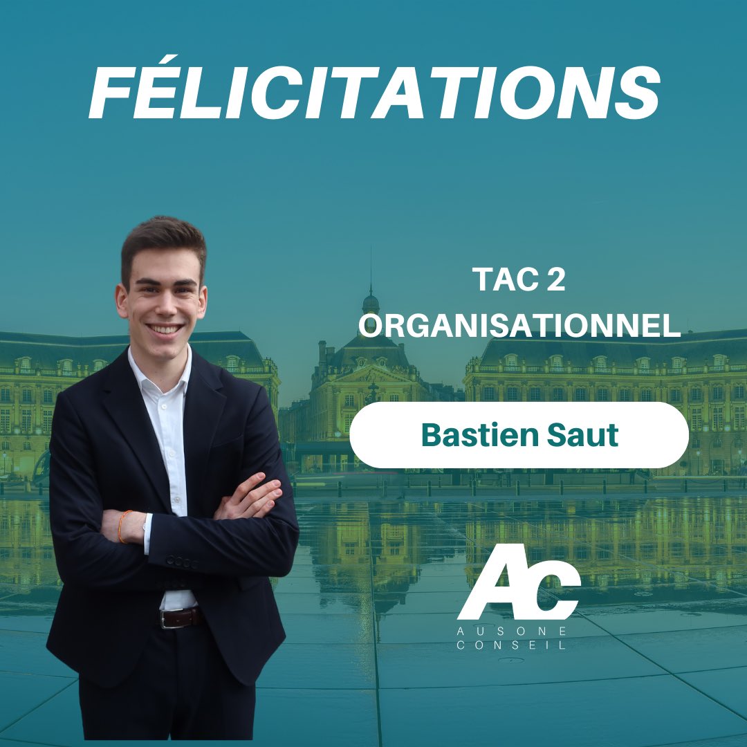 ✨ Résultats du TAC 2 ✨

👏🏻 Bravo à Bastien Saut pour avoir passé avec succès le TAC Approfondi Organisationnel ! Nous le félicitons et remercions pour son engagement.

✅ Le TAC 2 est la deuxième étape du Test Auditeur Conseil, une certification décernée par la CNJE. 
#ausone24