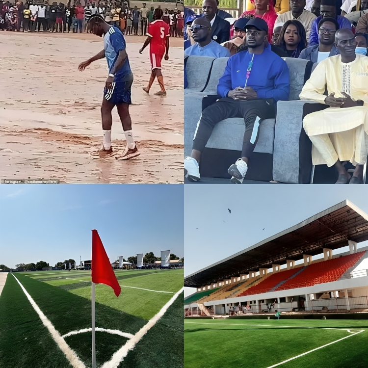 FootballFactly's tweet photo. Sadio Mané has built a football stadium at his home village in Senegal!

He's already built several schools, hospitals and provided essential resources in his country where it's needed. ❤️🇸🇳 https://t.co/bsPkOmMg2o