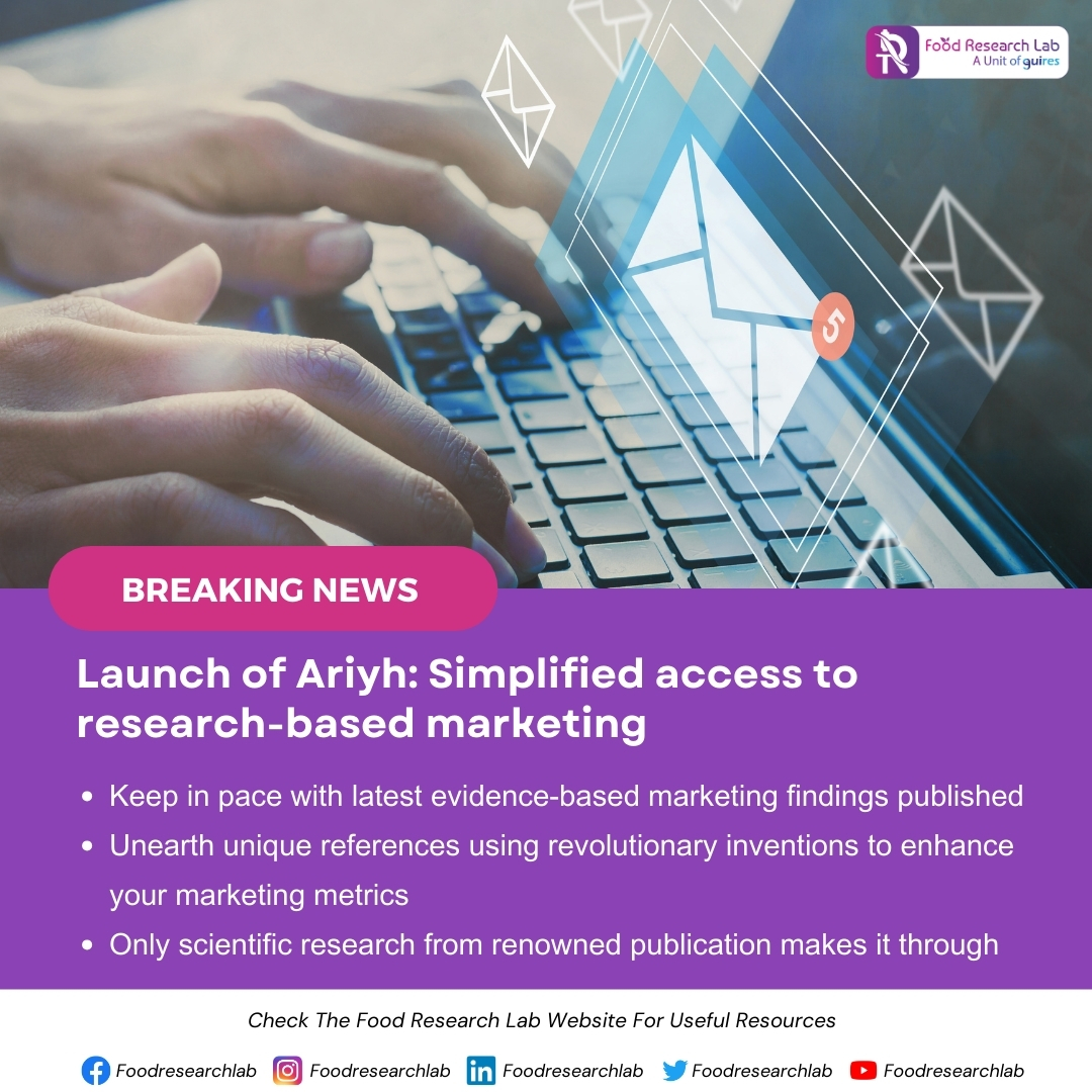 FoodResearchLa1's tweet image. Hot News! Ariyh has made evidence-based marketing hassle-free. 

#ScientificOutreach #TechCommunication #KnowledgeTranslation #ScienceCommunication #ResearchCommunication #AcademicMarketing #ResearchPromotion

Connect with our dedicated team 
🌐 foodresearchlab.com 🌐