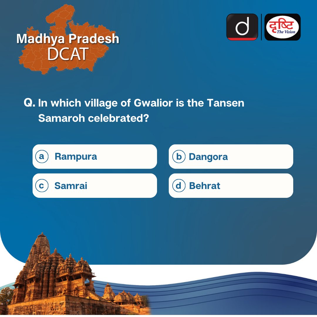 DrishtiPCS's tweet image. Test your knowledge about Madhya Pradesh with our #MPDCAT and discover more about this enchanting state!

Check the link to the sample pdf here: drishti.link/Eng-MP-DCAT-Ja…

#MadhyaPradesh #Tansen #Gwalior #IAS #MP #PCS #UPSC #India #MPPSC #CurrentAffairs #News #StatePCS #DrishtiIAS