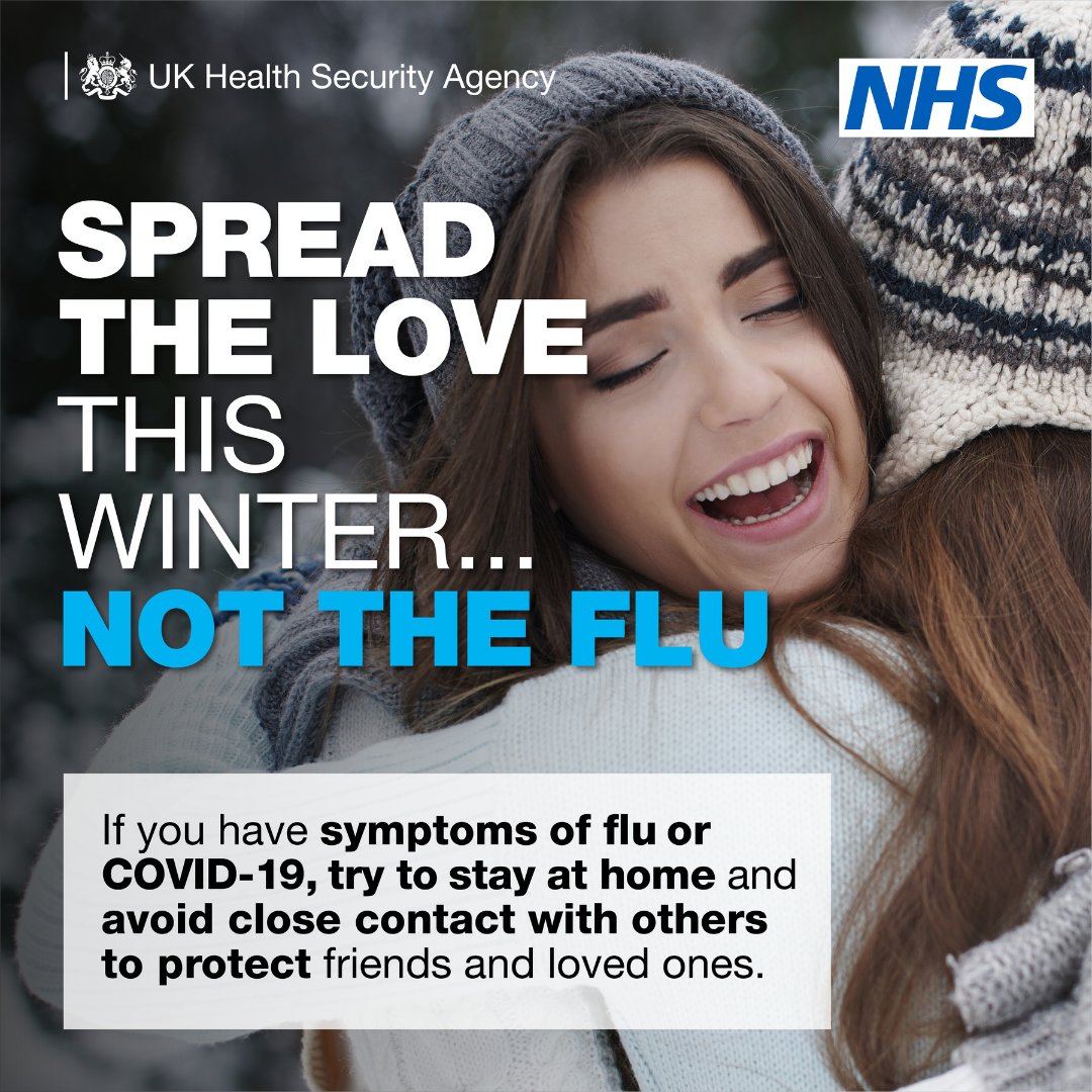 Spread the love this winter…not the flu 

If you’re not feeling well, protect others by staying at home &amp; avoiding close contact with others if you can. 
😷🤒🤮