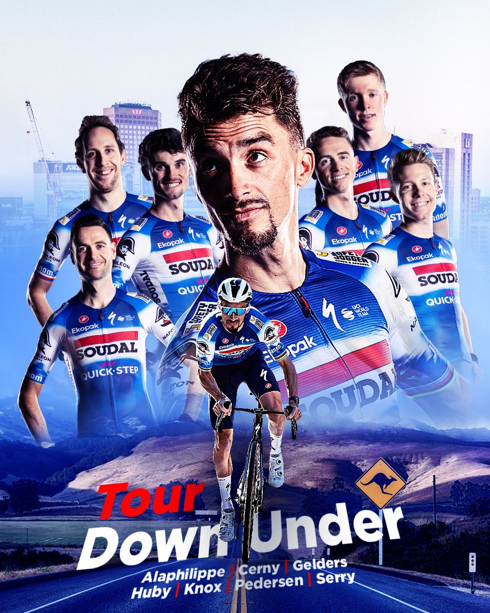 🦘 @tourdownunder, here we come ☀️ Excited to show you our line-up for the first race of the season, a strong seven-man squad led by two-time World Champion @alafpolak1 - who returns at the start after ten years!