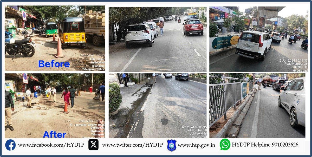 HYDTP's tweet photo. #HYDTPinfo
Jubilee Hills Traffic Police conducted operation #ROPEhydtp and removed illegal parking at Krishna Patnam Restaurant, Road No.36, Anthera Restaurant, Road No.10 and around @ApolloInter.
@AddlCPTrfHyd https://t.co/LeghUYQDny