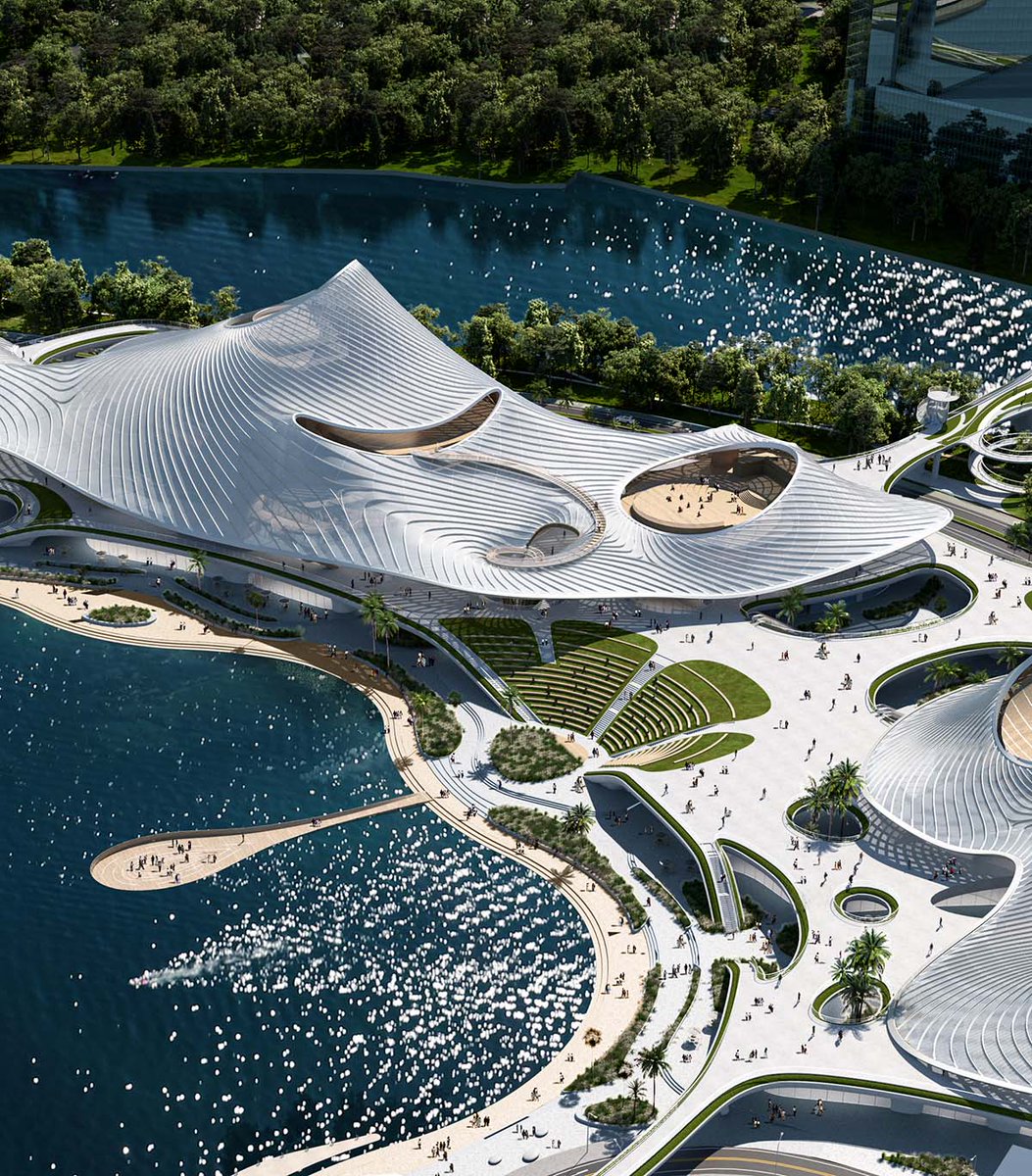 MAD Architects @madarchitects_ imagines Nanhai Art Center Like 'a continuous wave of water' in Foshan City: worldarchitecture.org/architecture-n… #architecture #china